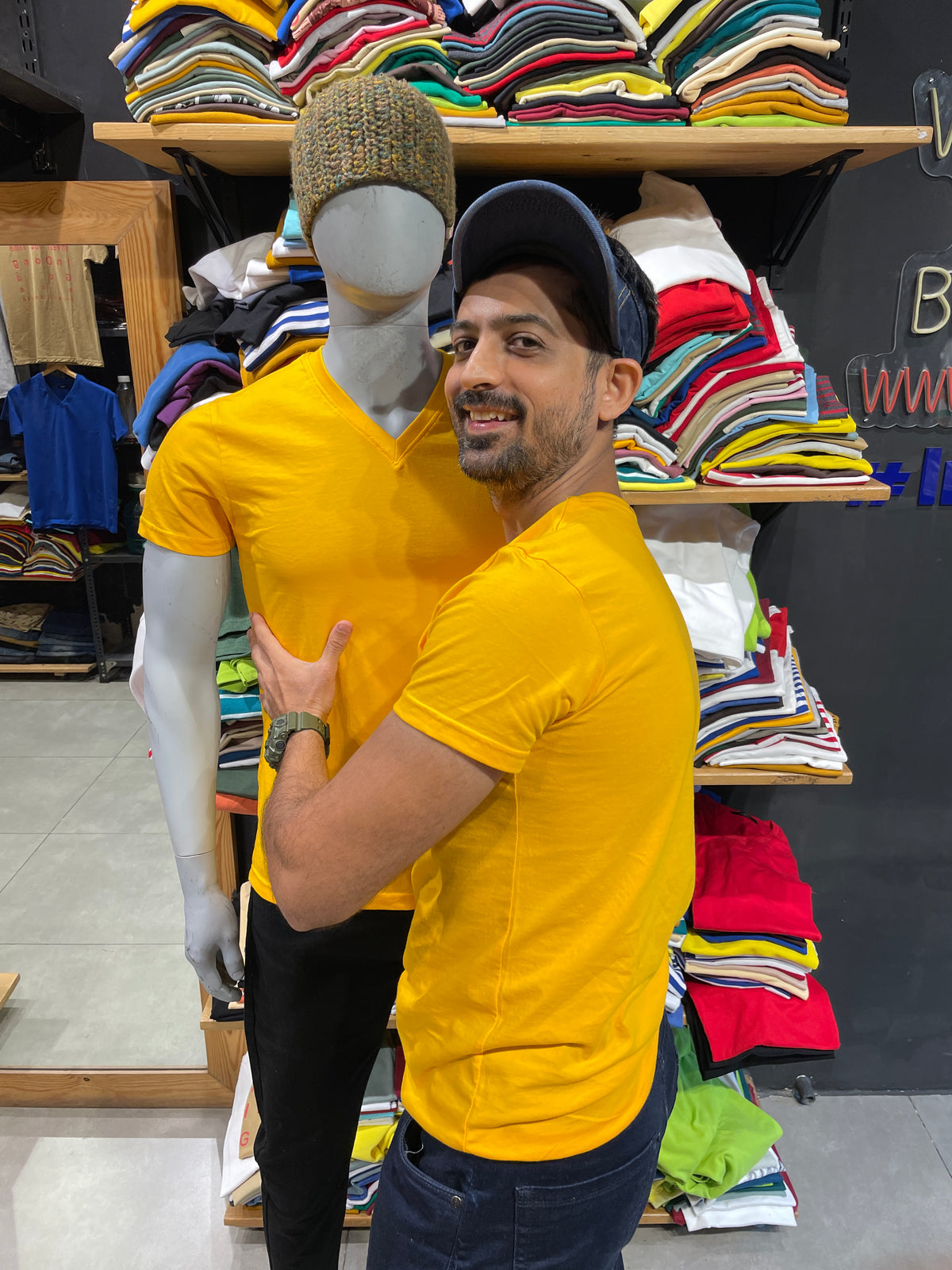 Gold V Neck Basic Tshirt