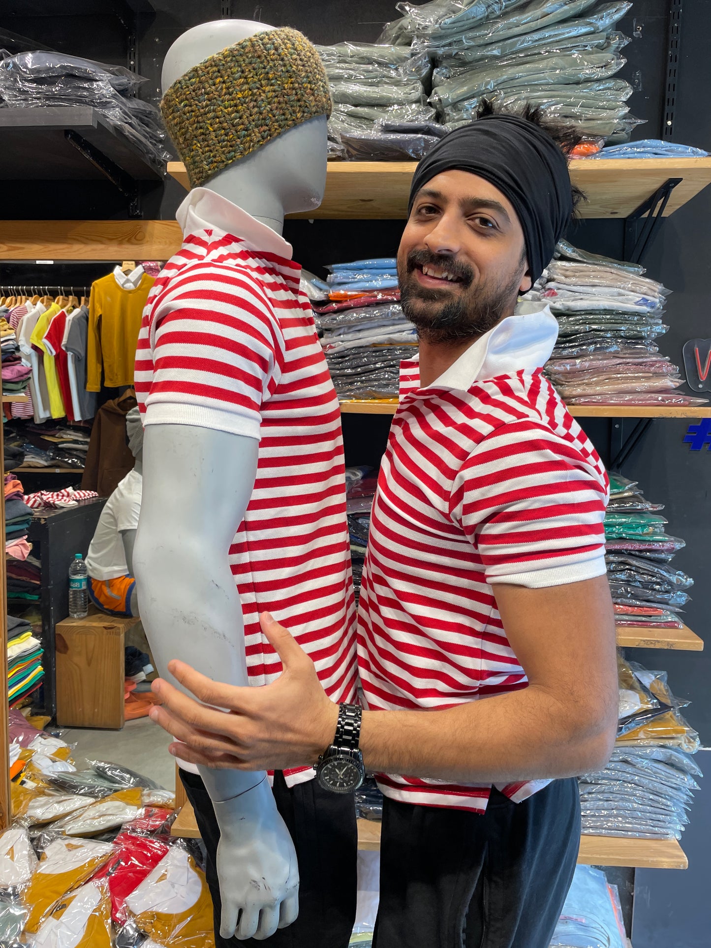 Red / White Striped Polo Tshirt