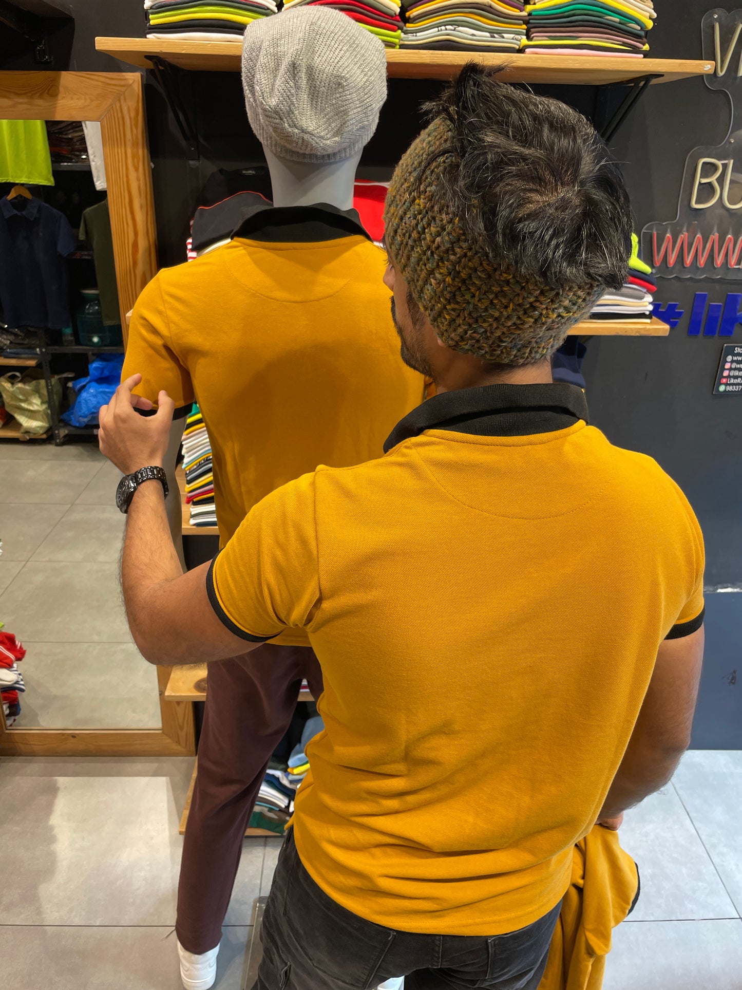 Mustard Printed Polo Tshirt