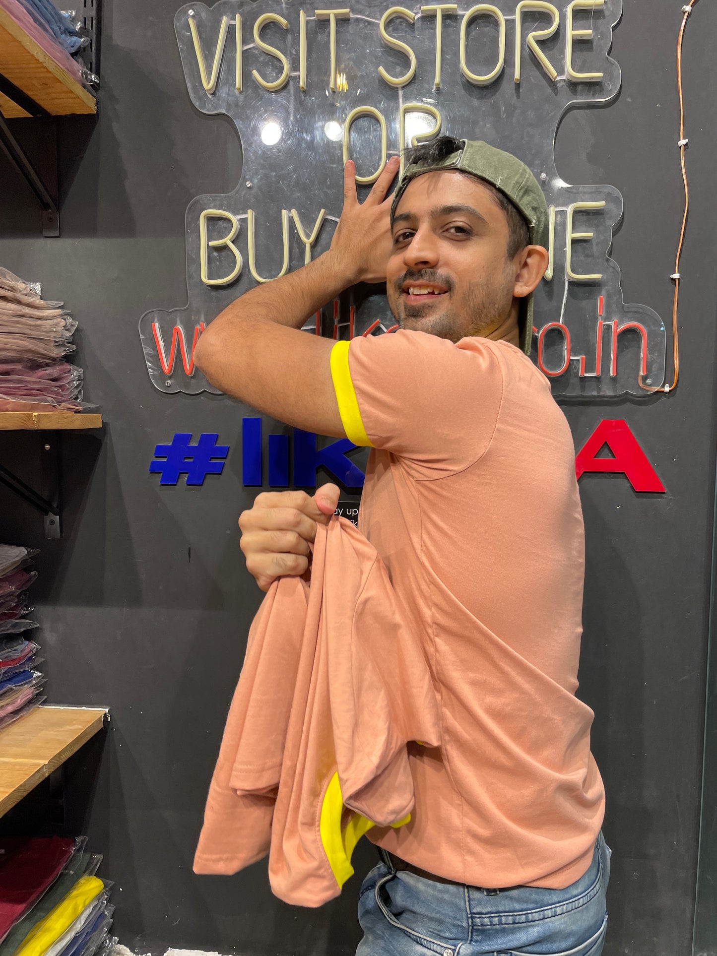 Peach Combination Rib Tshirt