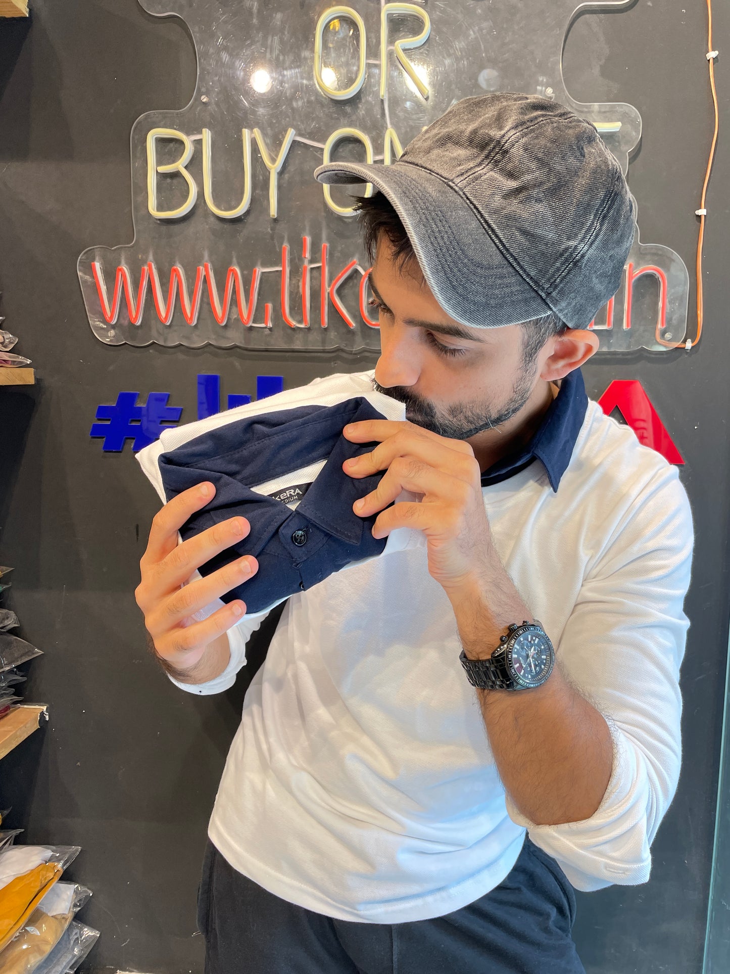 White Pull Over Type Collar Tee