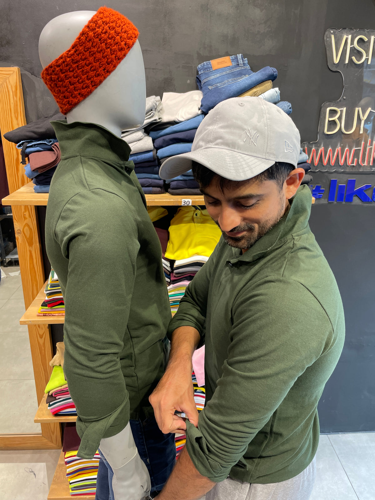 Olive Full Sleeves Polo Tshirt