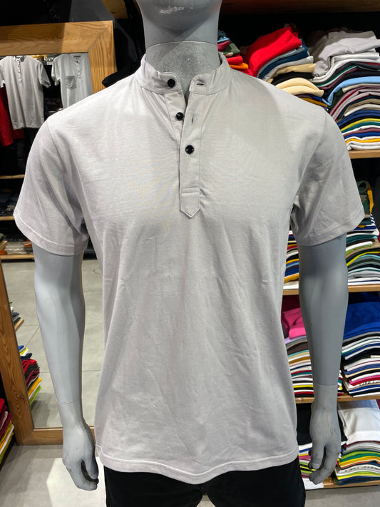 Light Grey Chinese Collar Tee