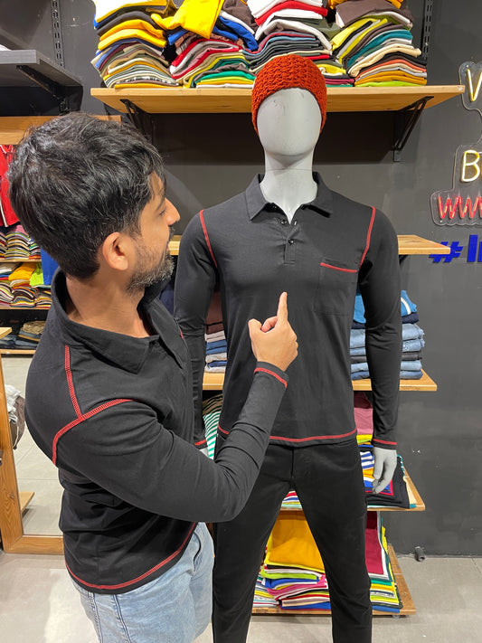 Black Tshirt with Red Threads