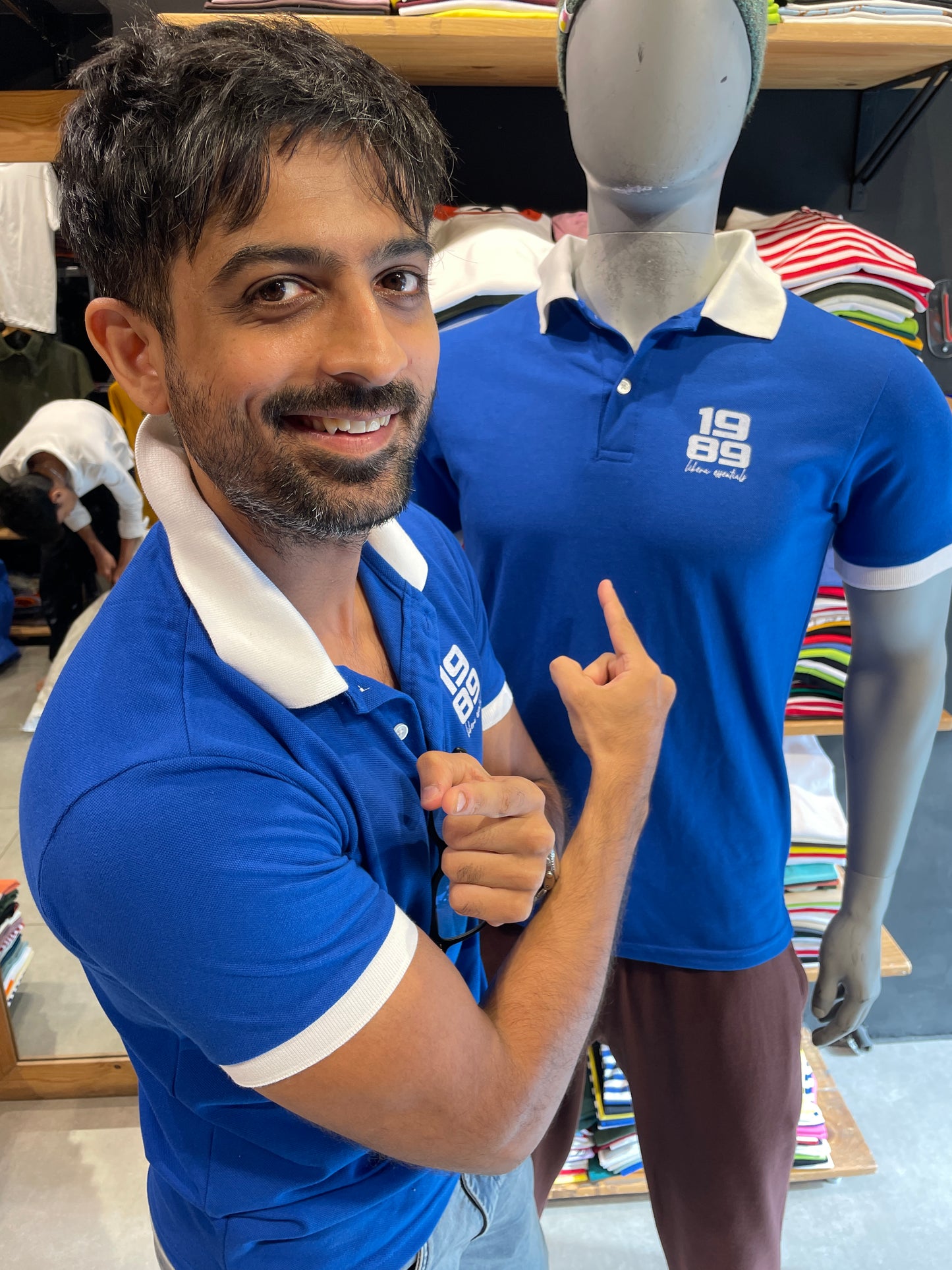 Royal Blue Printed Polo Tshirt
