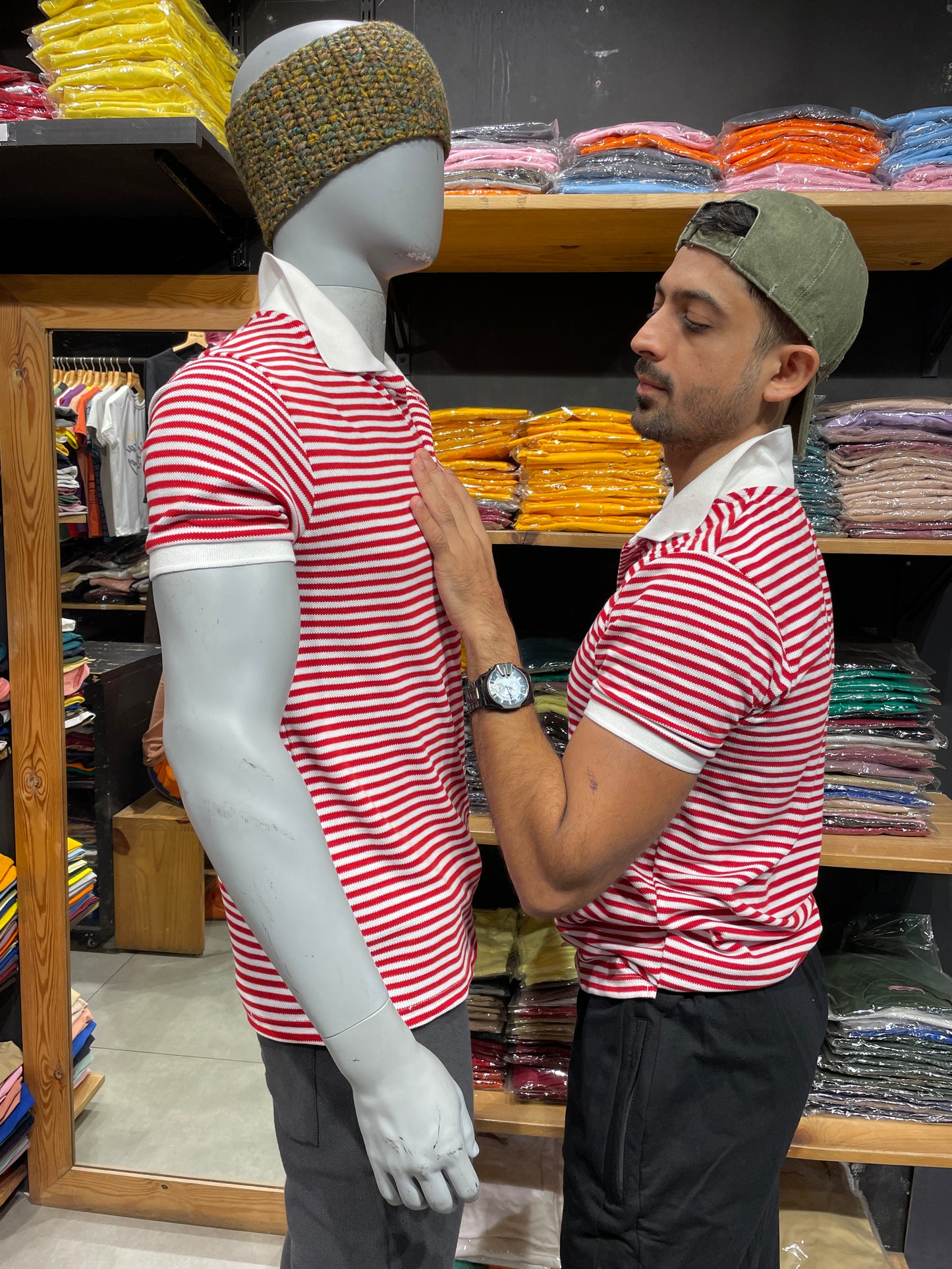 Red / White Stripes Polo