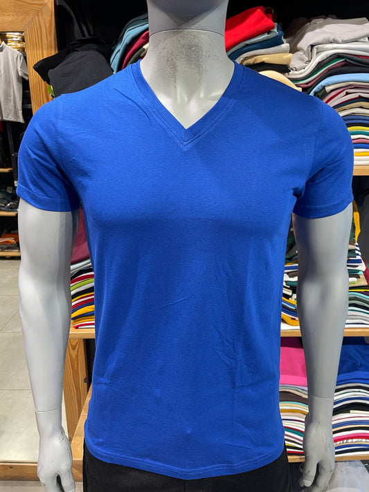 Royal Blue V Neck Basic Tshirt