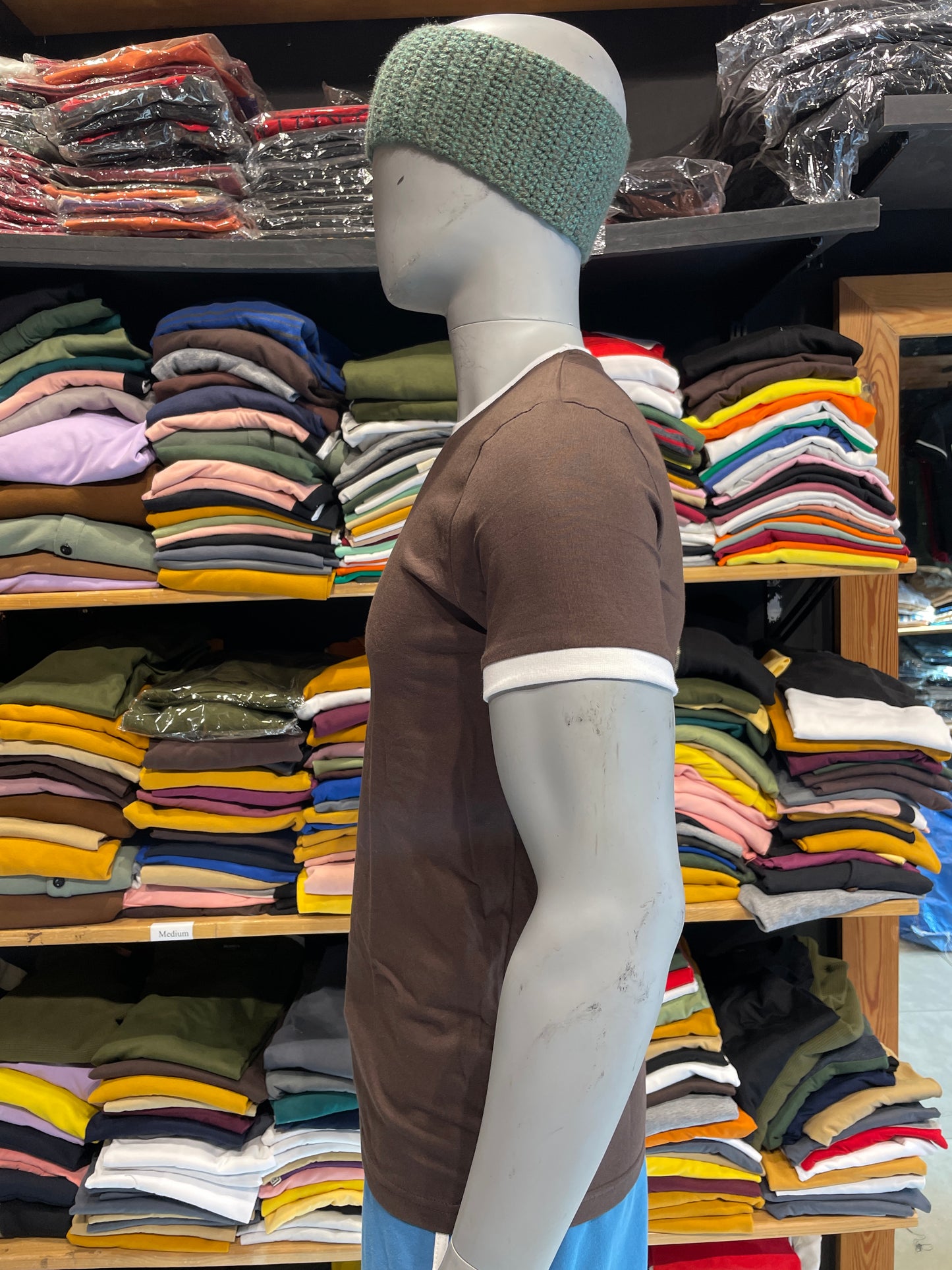 Brown Combination Rib Tshirt