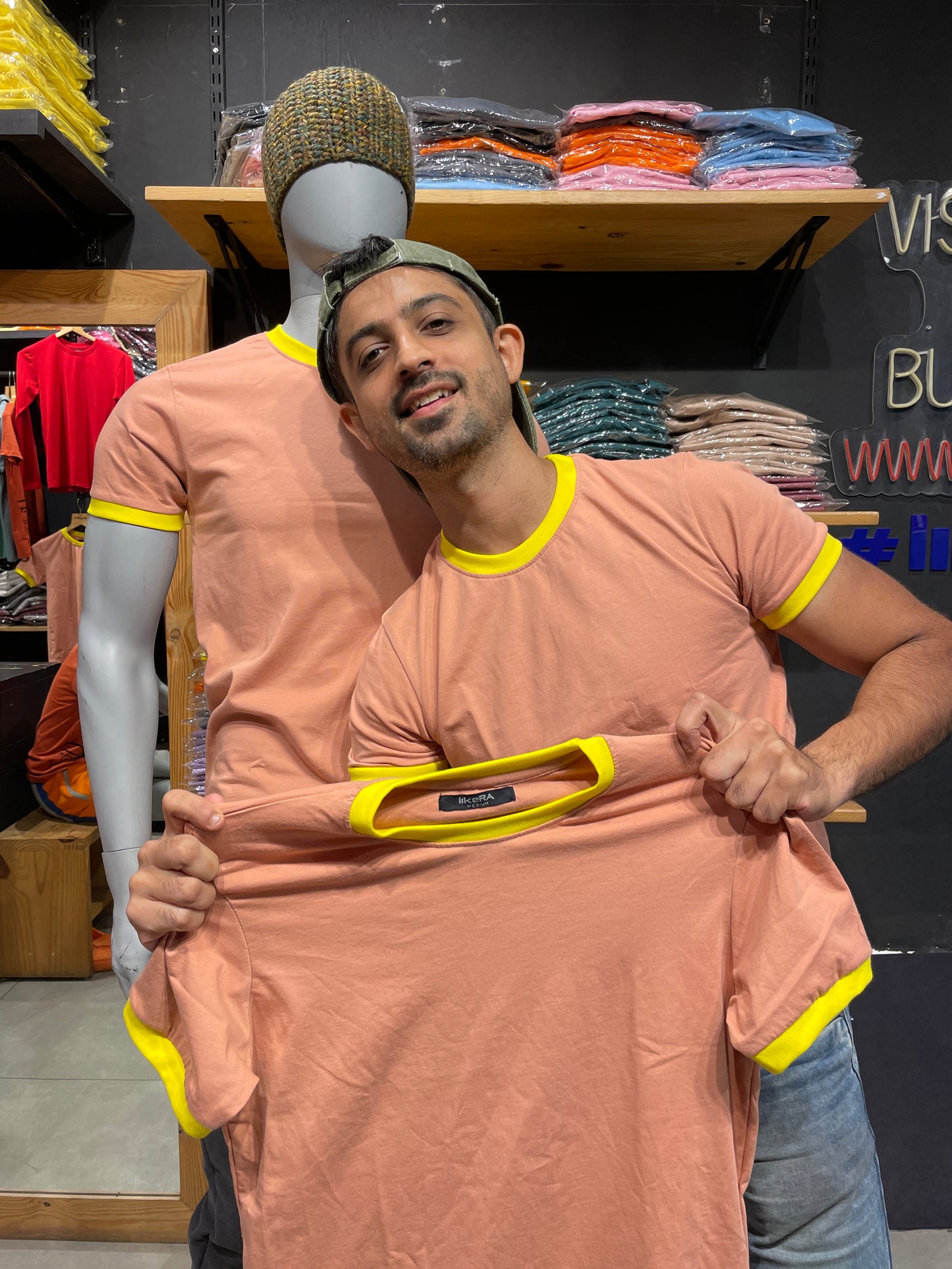 Peach Combination Rib Tshirt