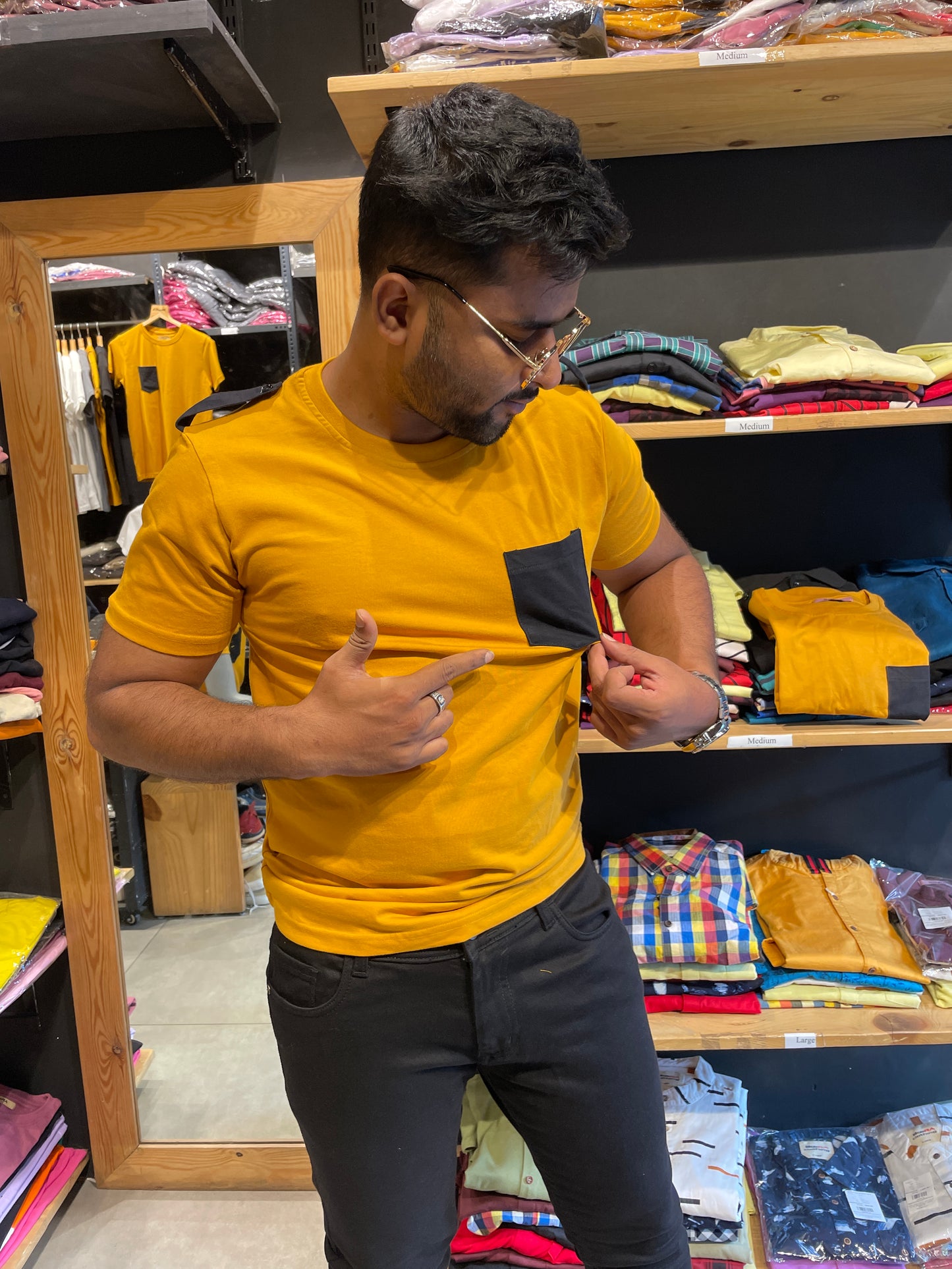 Mustard Combination Pocket / Shoulder Loops Tee