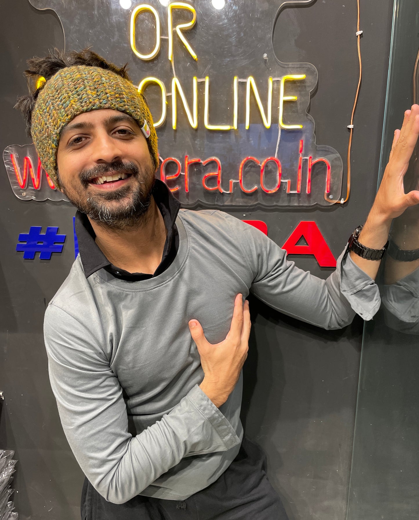 Steel Grey/Black Pull Over Type Collar Tee