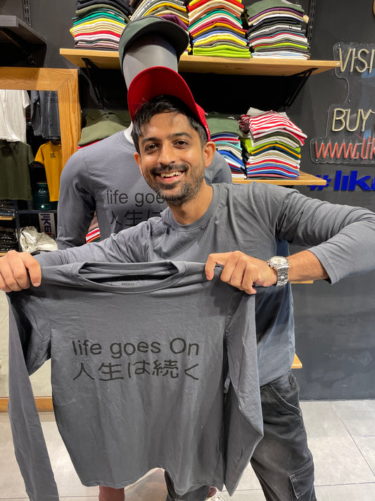Steel Grey "Life Goes on" Printed Tee