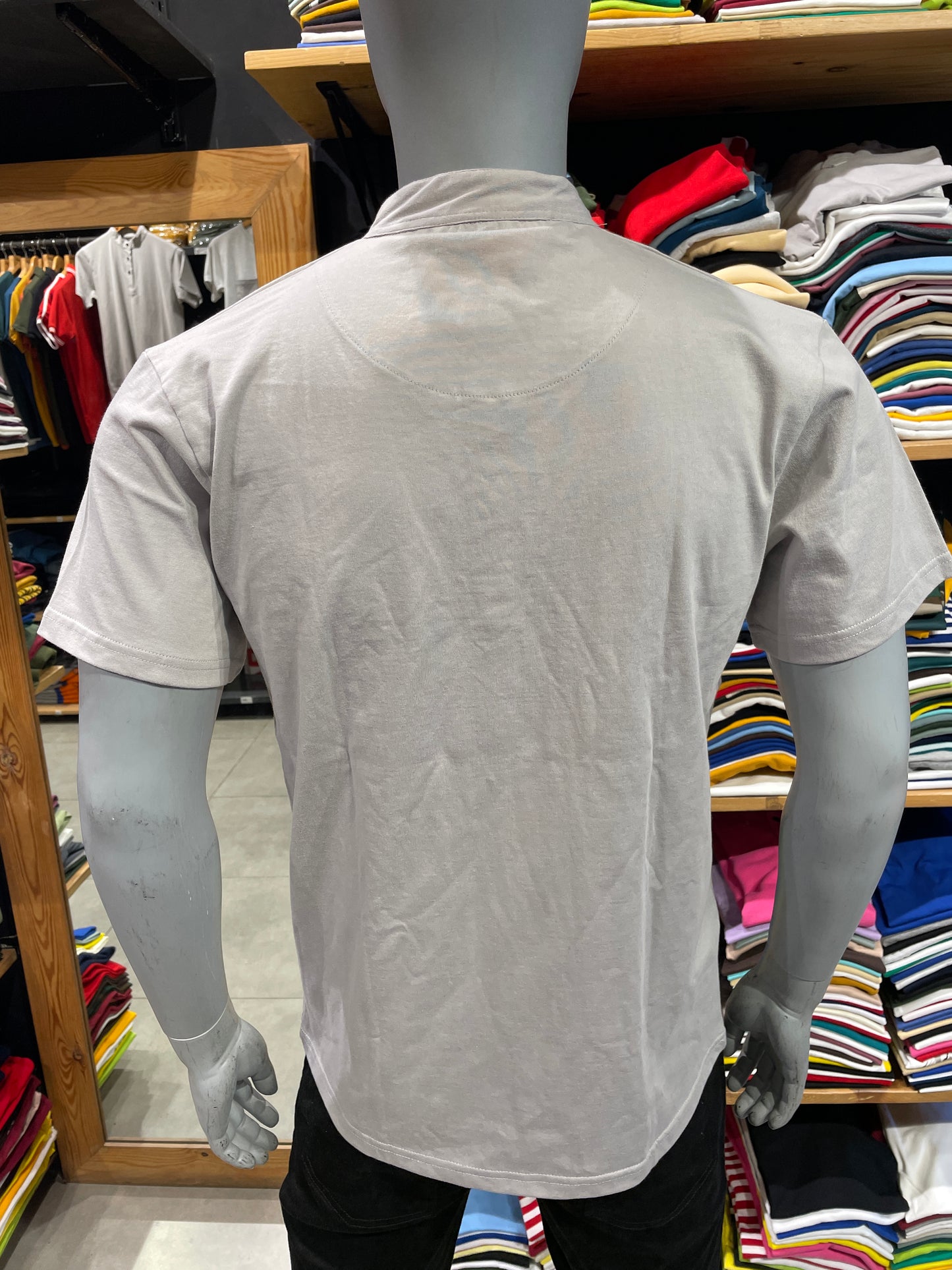 Light Grey Chinese Collar Tee