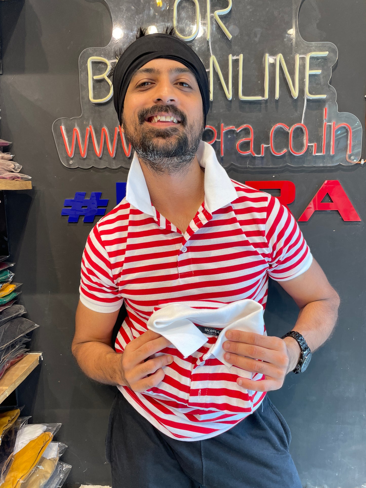 Red / White Striped Polo Tshirt