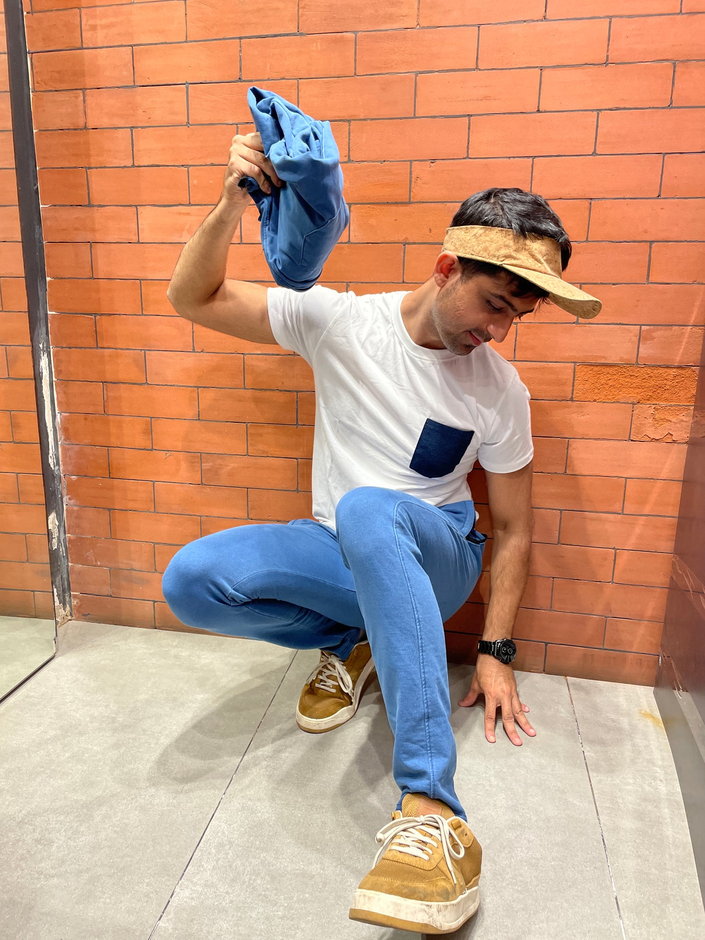 Denim Blue Stretch Track Pant
