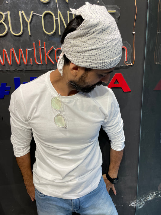 White Basic Cotton Full Sleeves Tshirt