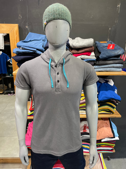 Steel Grey Waffle Hooded Tee
