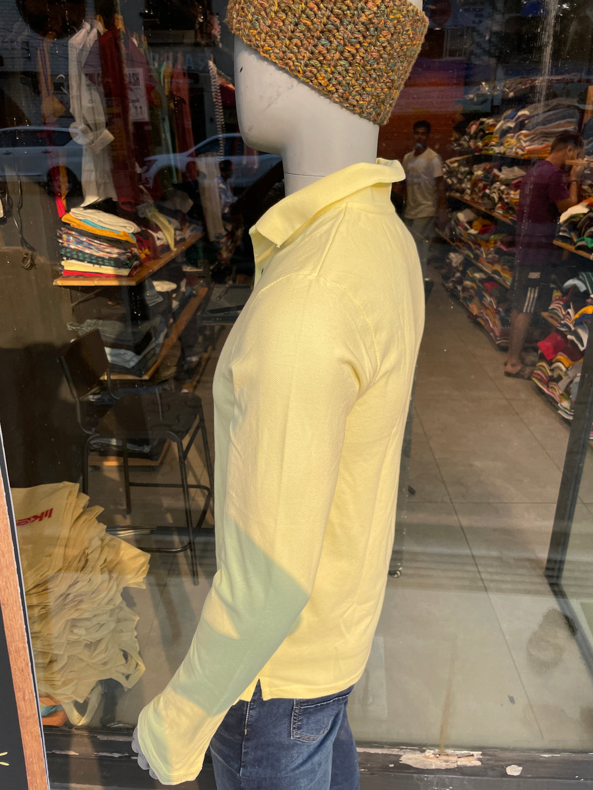 Light Lemon Full Sleeves Polo Tshirt