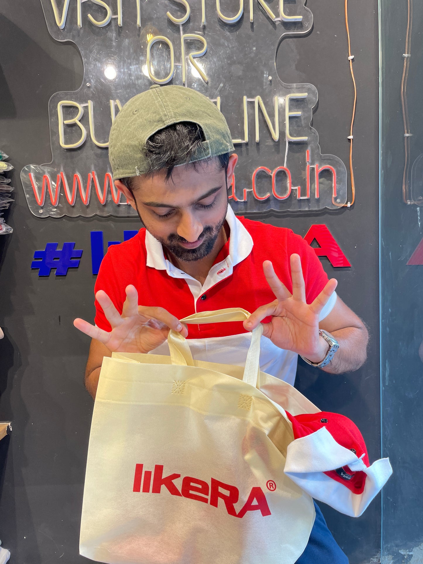 Red / White Colour Block Polo Tshirt