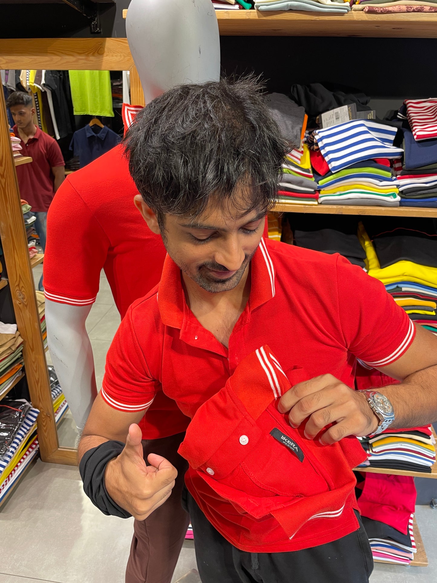 Red Polo Tshirt with Double Tipping