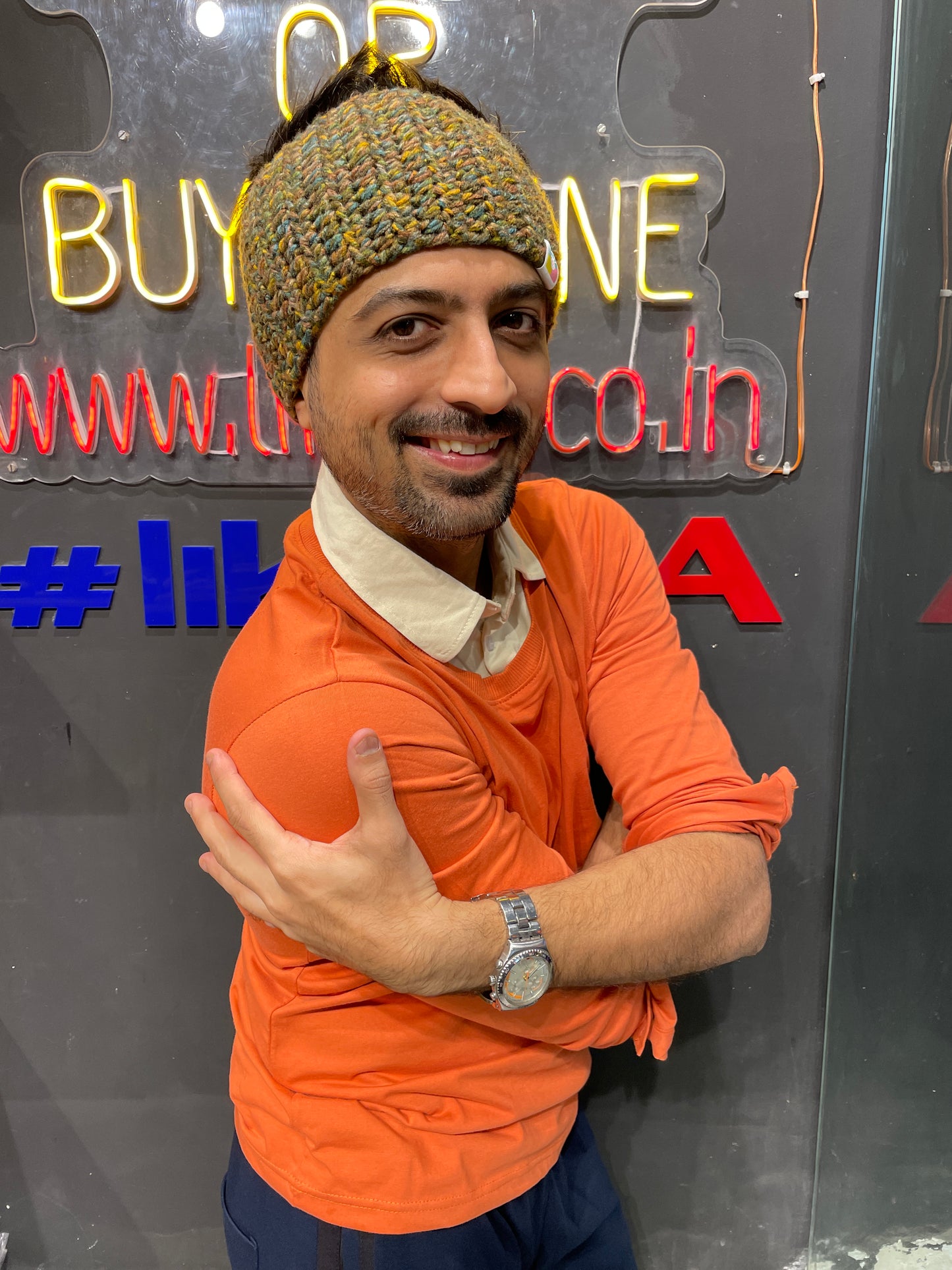 Orange Pull Over Type Collar Tee