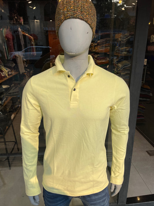 Light Lemon Full Sleeves Polo Tshirt
