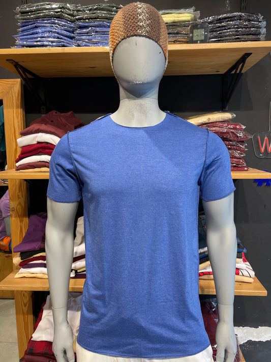 Royal Blue Melange Patch on Left Sleeves Tee