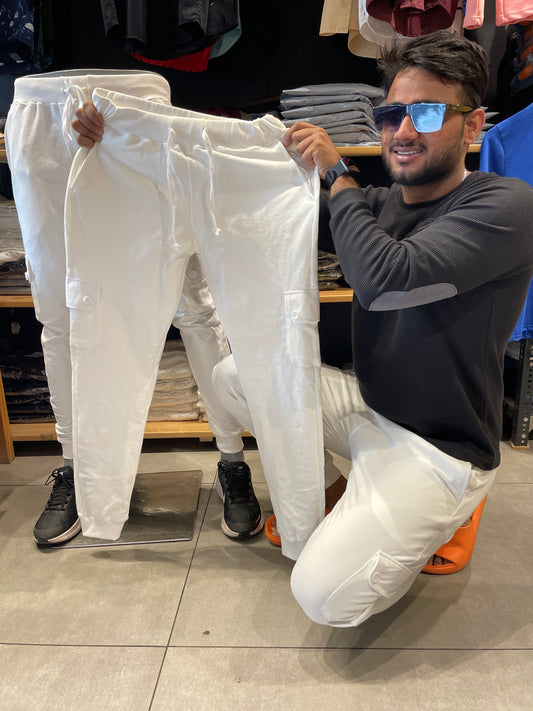 White Cargo Style Joggers