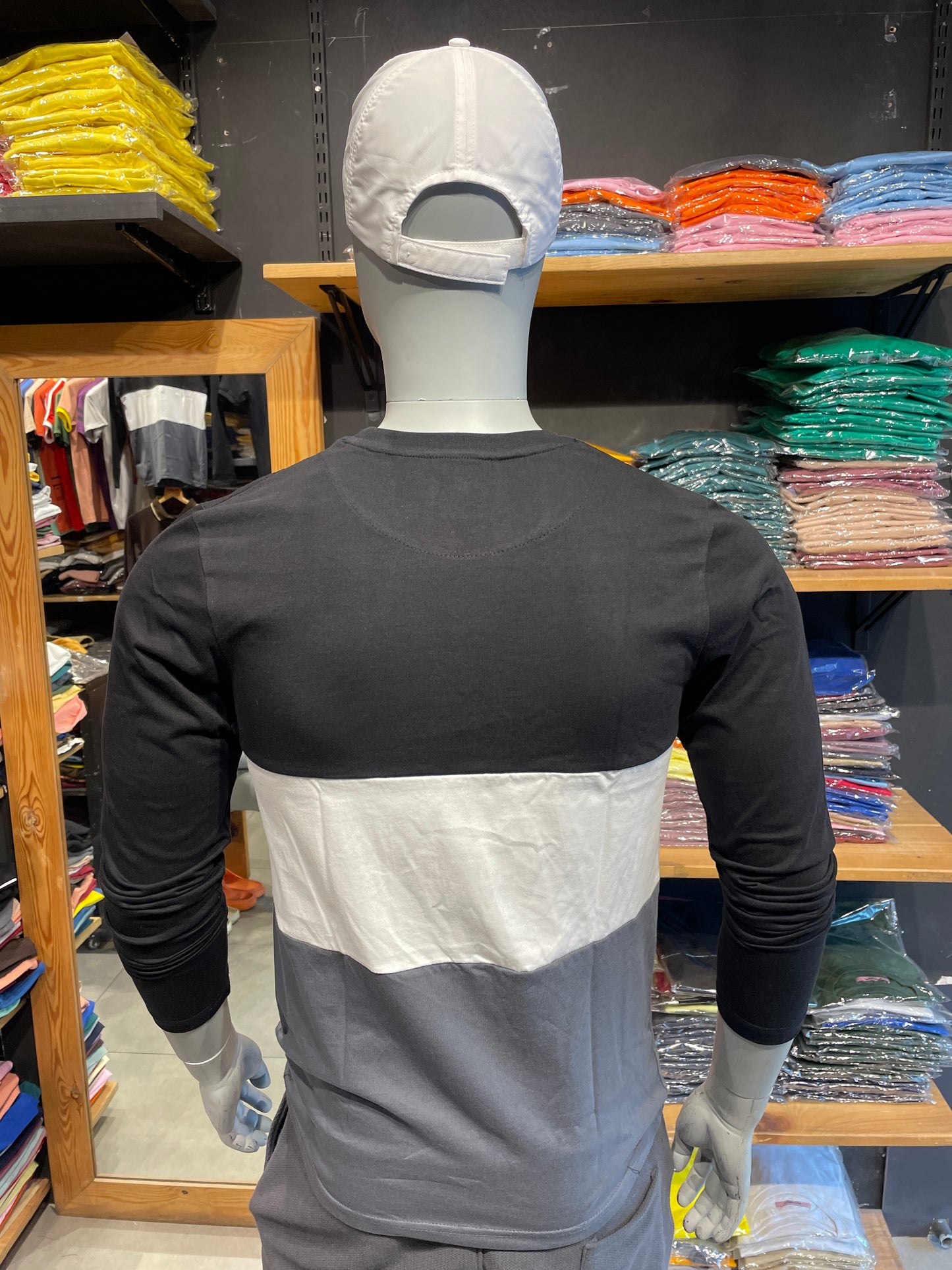 Black / White / Steel Grey Colour Block Tshirt