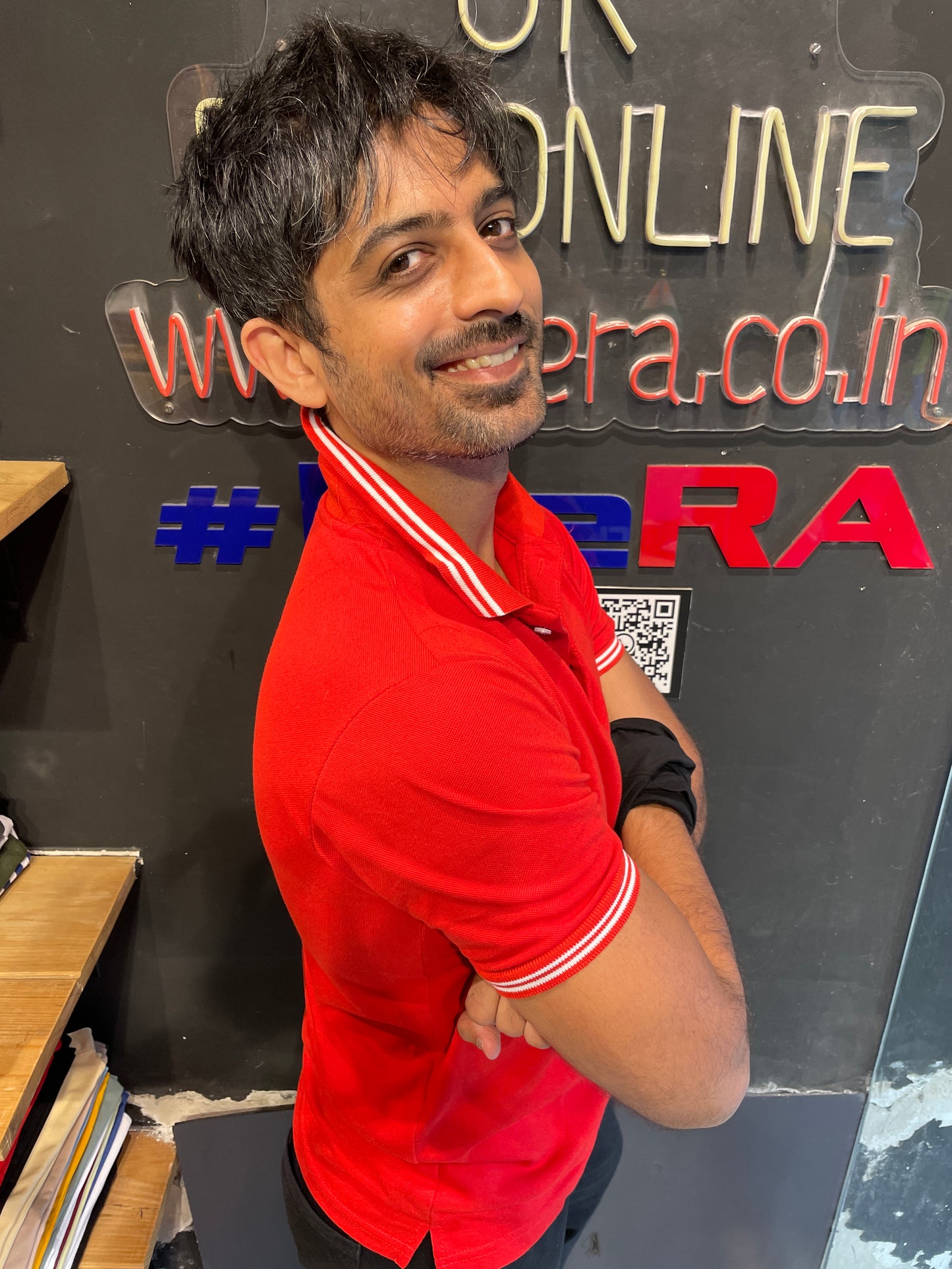 Red Polo Tshirt with Double Tipping