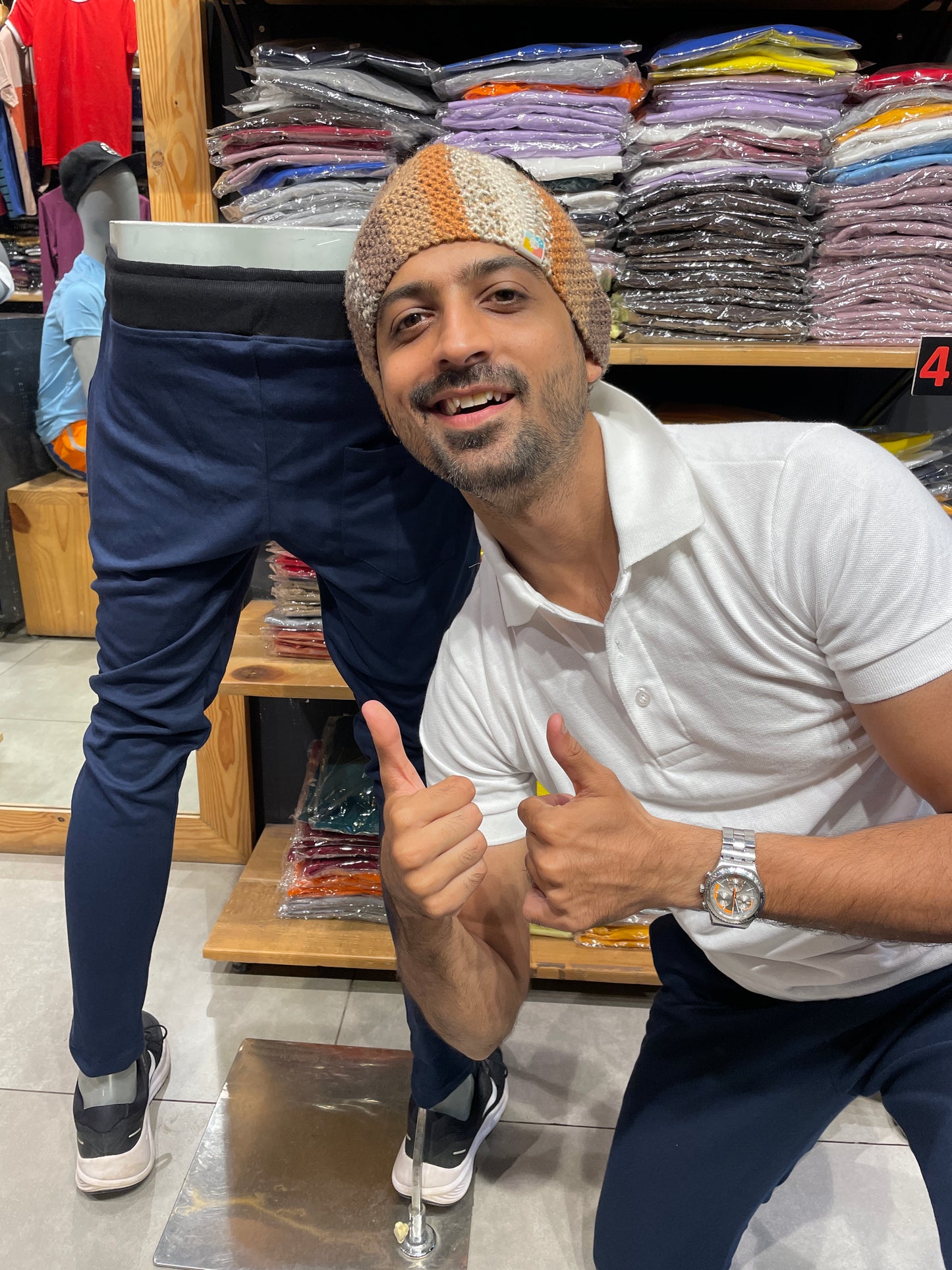 Navy Side Stripe Trackpant