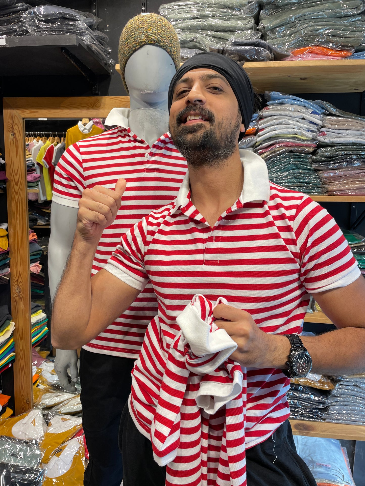 Red / White Striped Polo Tshirt