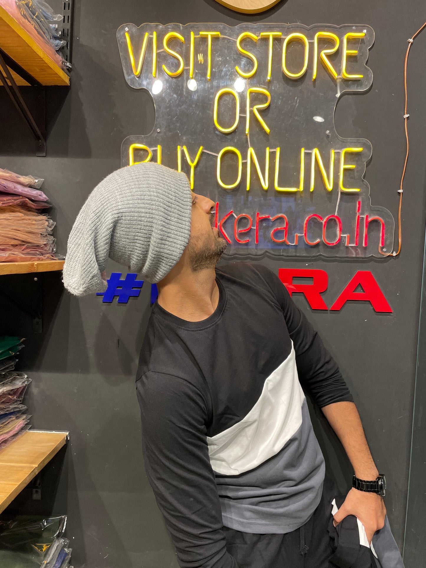 Black / White / Steel Grey Colour Block Tshirt