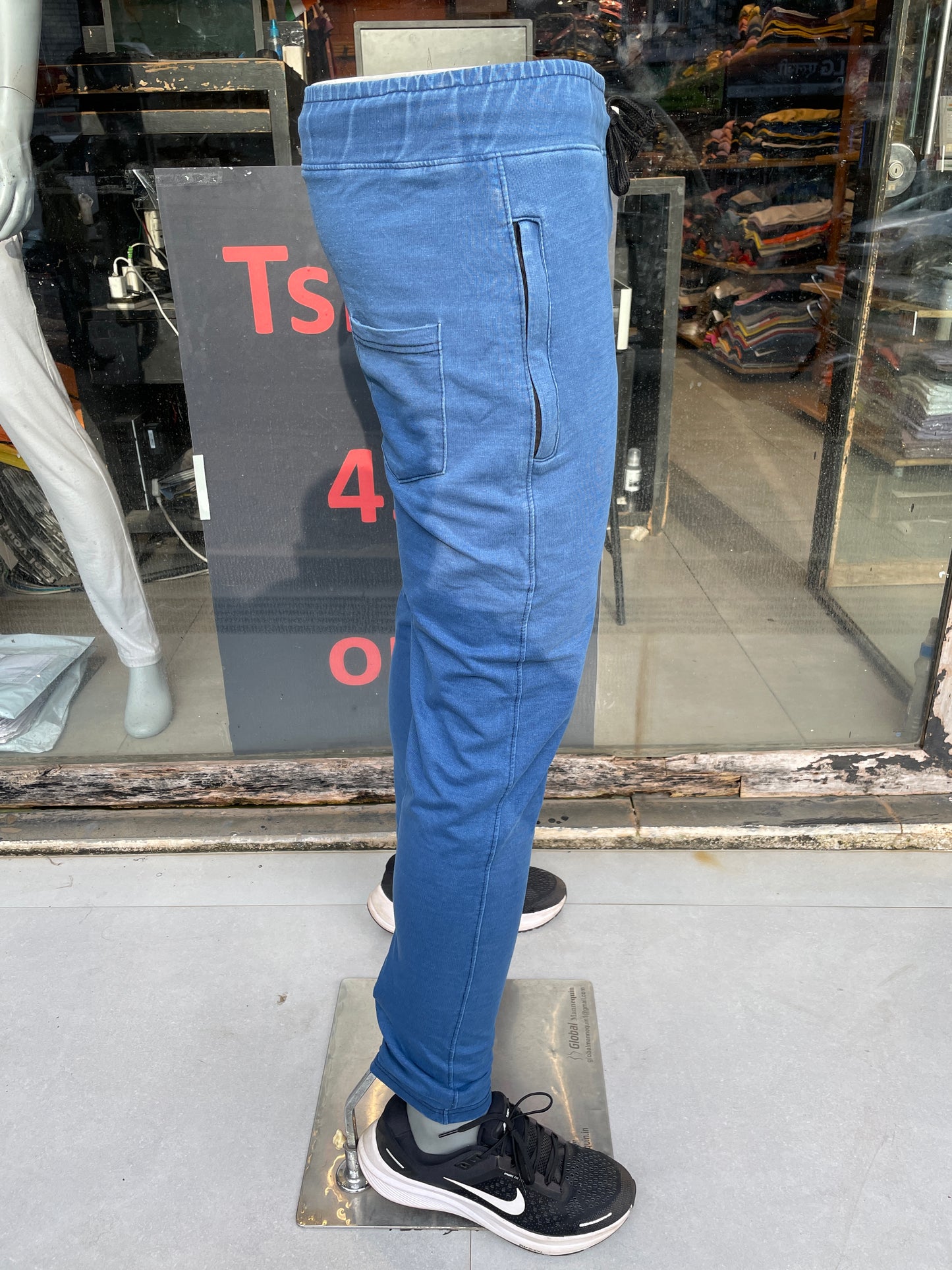 Denim Blue Stretch Track Pant