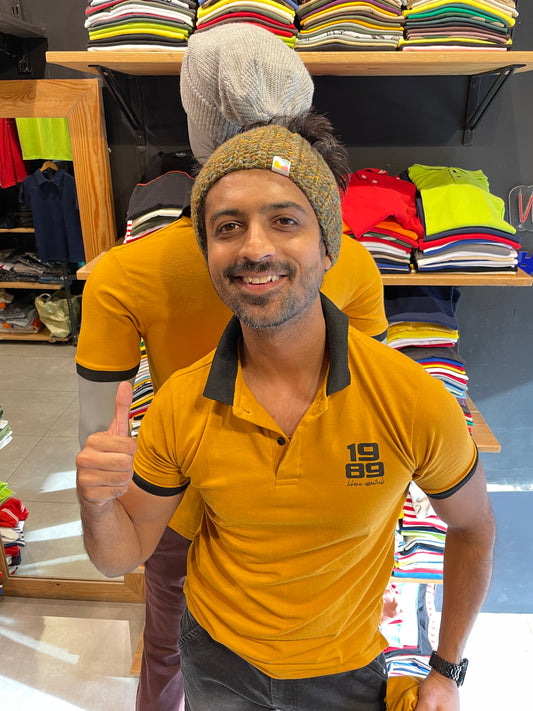 Mustard Printed Polo Tshirt