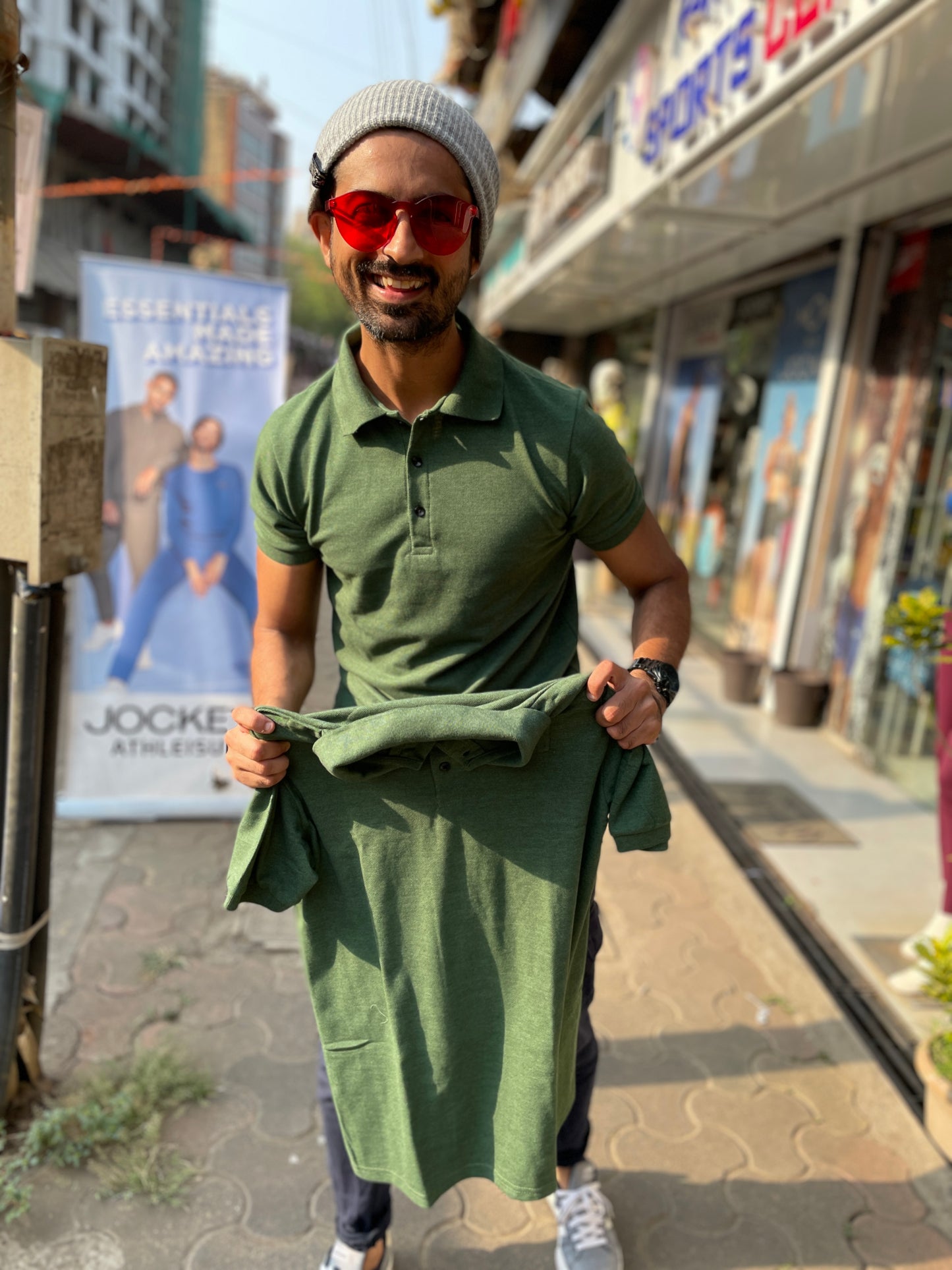 Green Melange Polo Tshirt