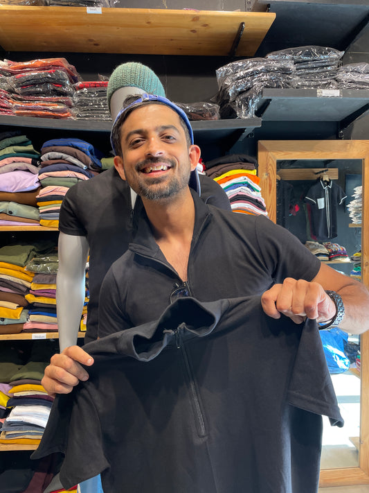 Black High Neck Collar with Zip