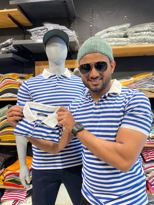 Blue / White Striped Polo Tshirt
