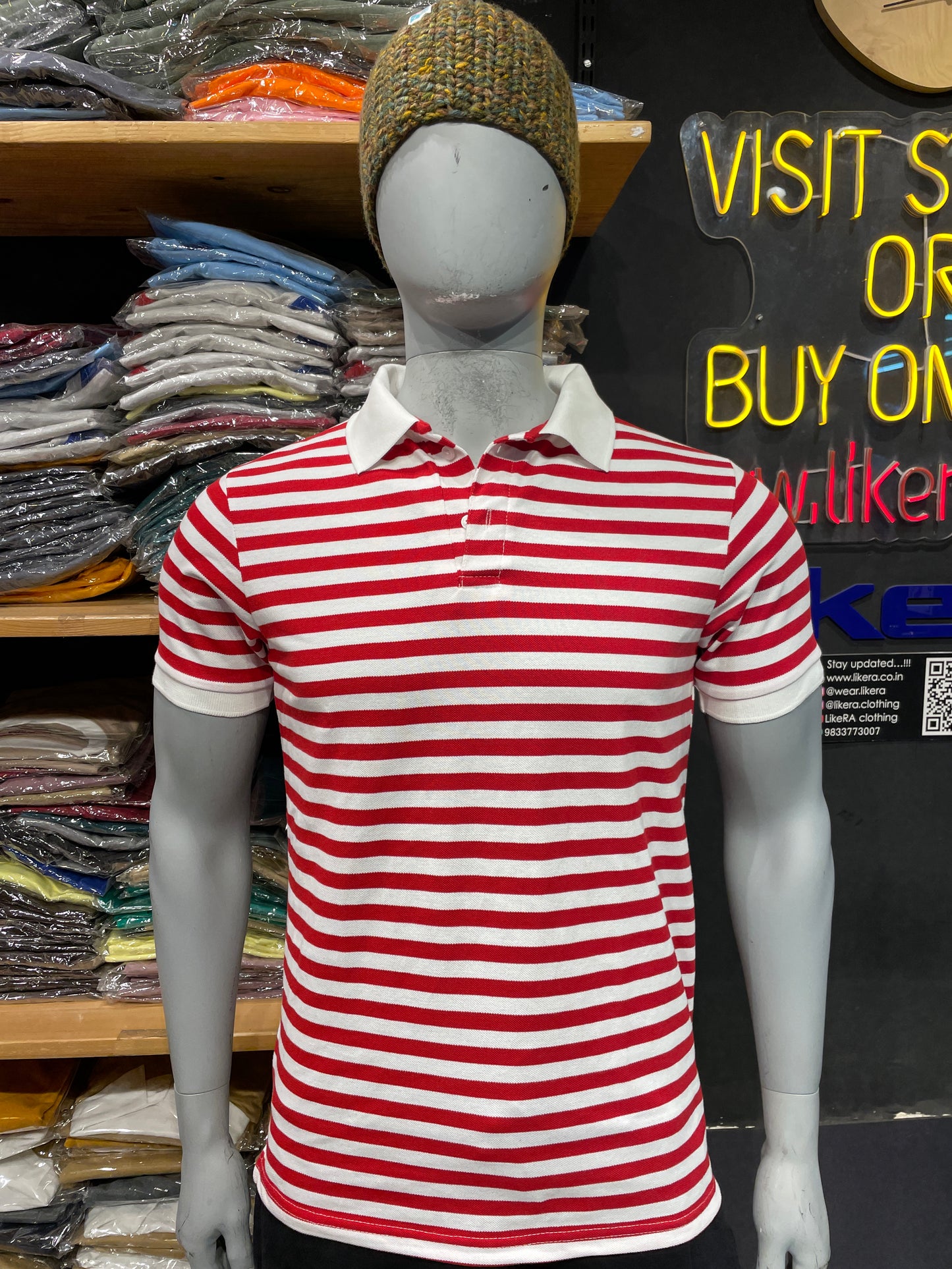 Red / White Striped Polo Tshirt