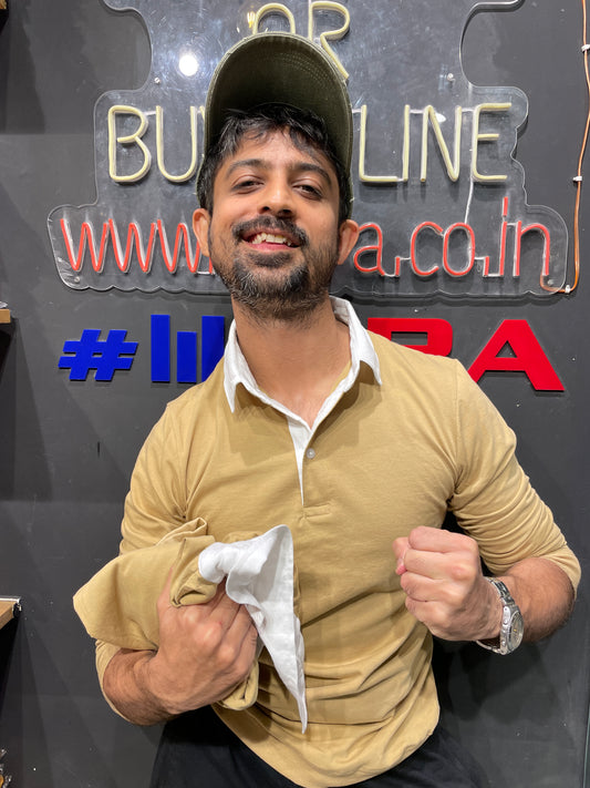 Khaki Sweatshirt with Contrast Collar