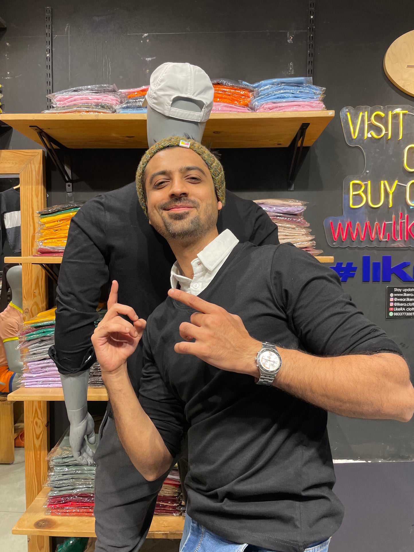 Black Pull Over Type Collar Tee