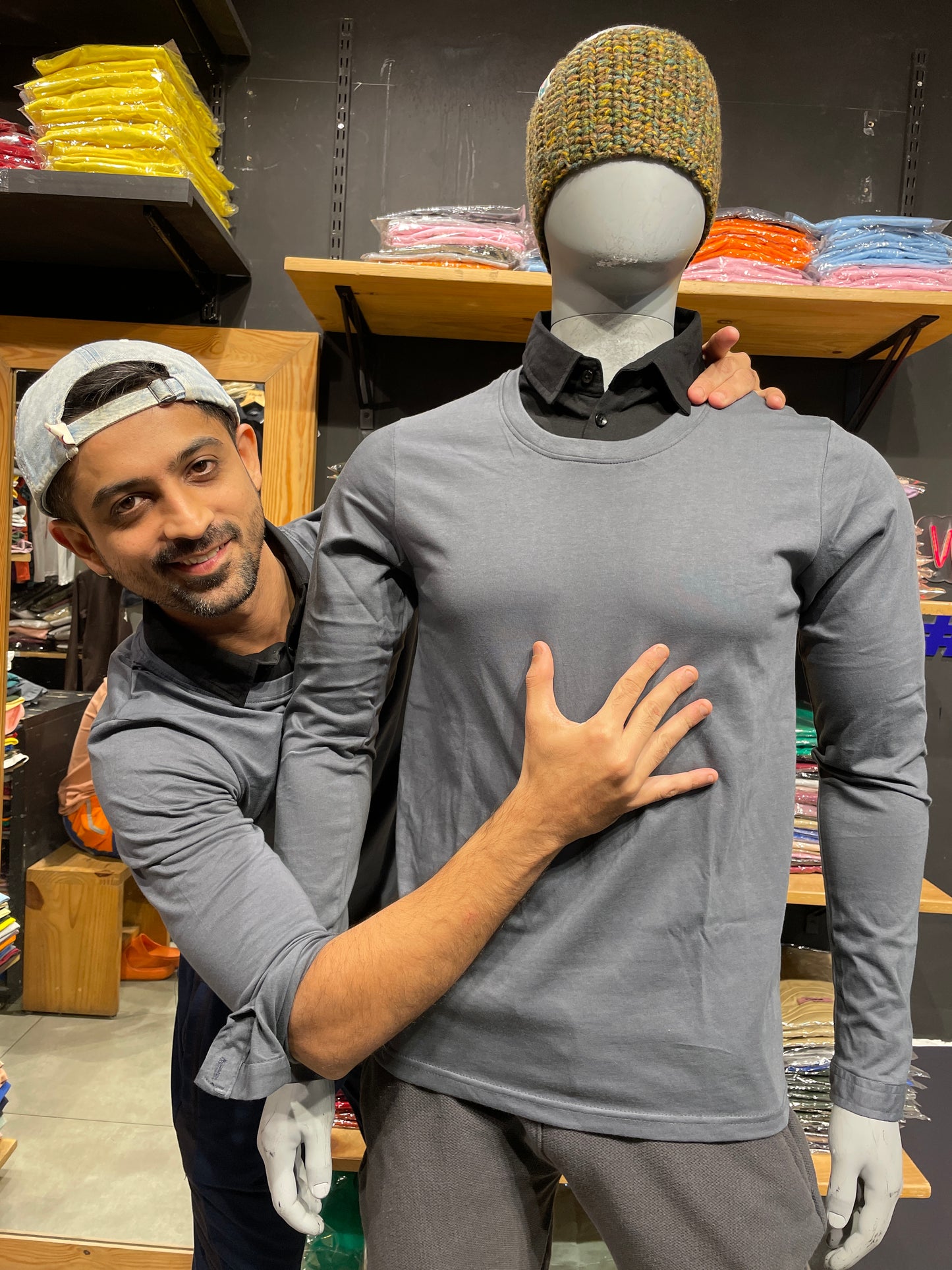 Steel Grey/Black Pull Over Type Collar Tee