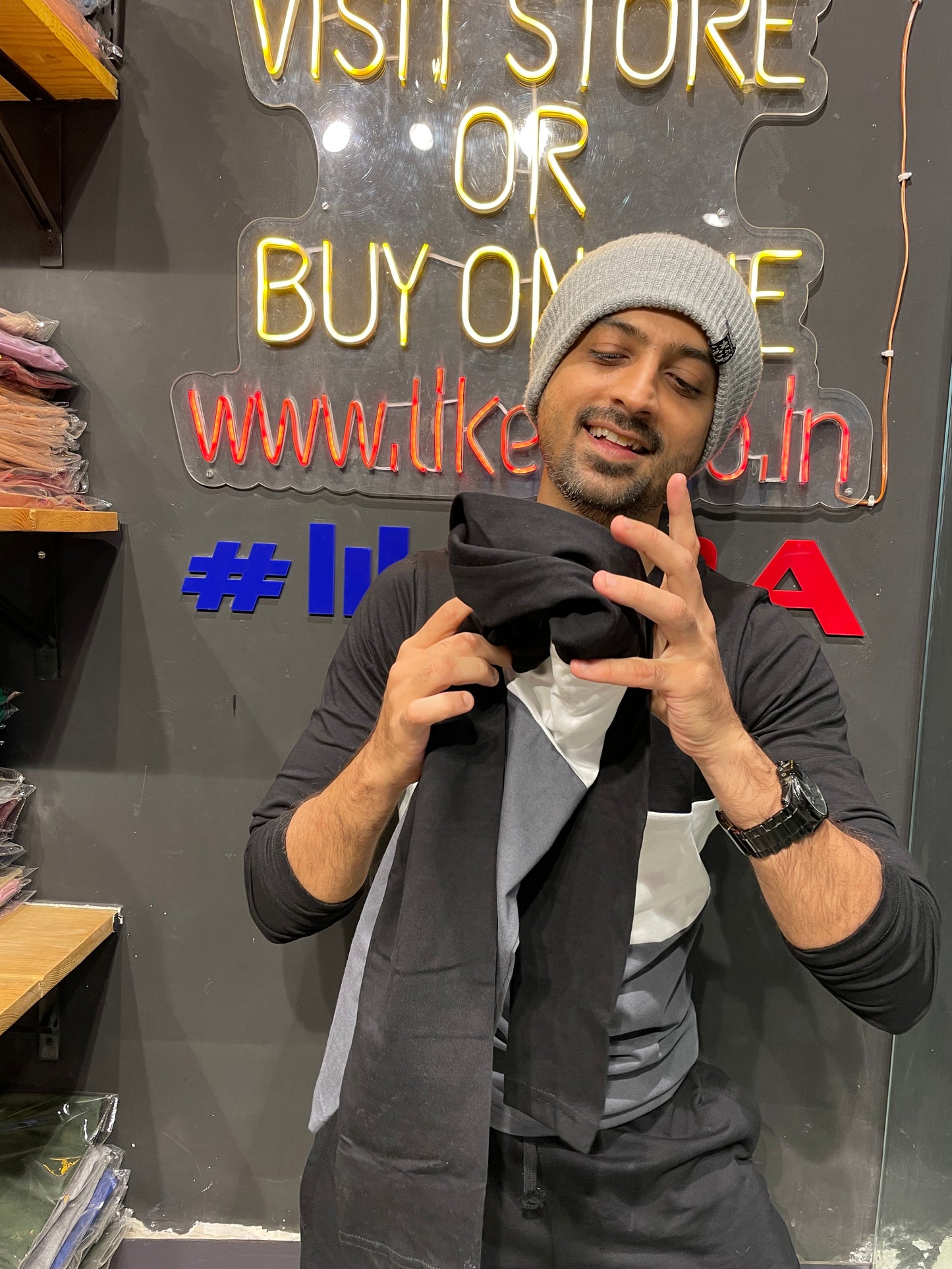 Black / White / Steel Grey Colour Block Tshirt