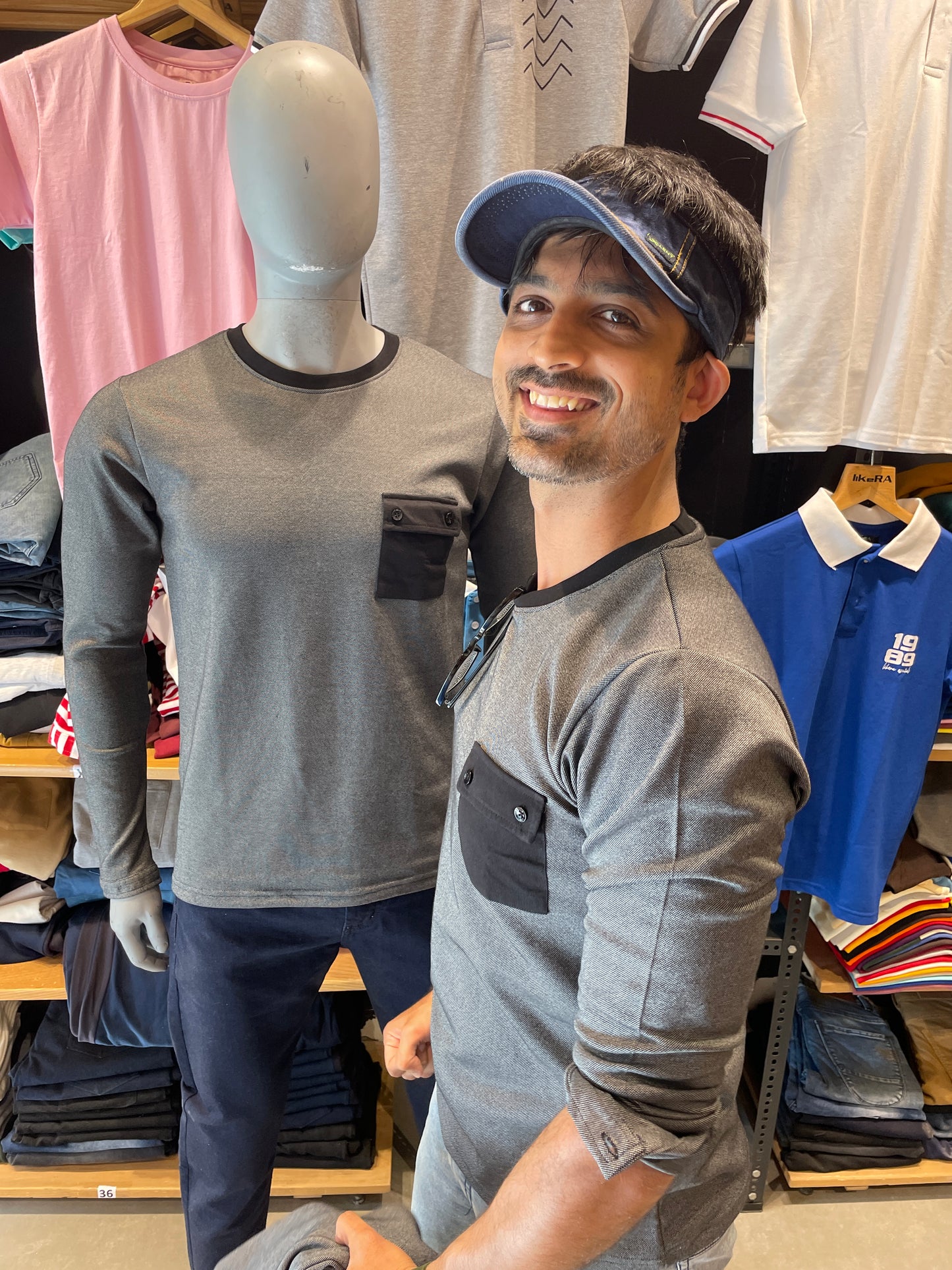 Black Textured Pocket Tshirt