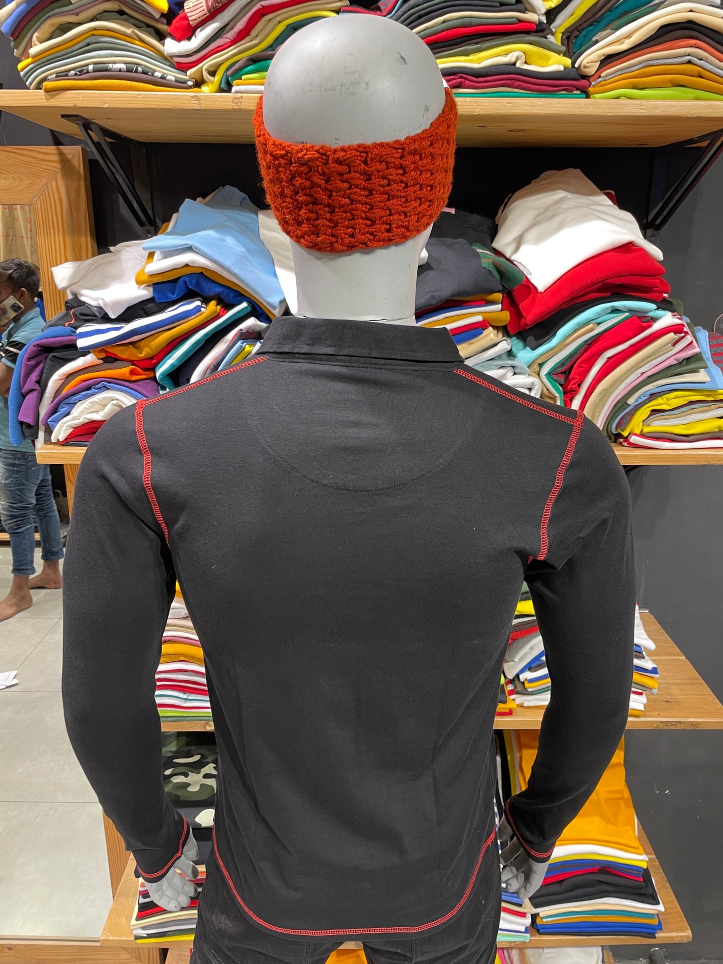 Black Tshirt with Red Threads
