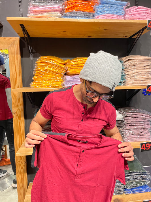 Maroon Side Stripe Henley