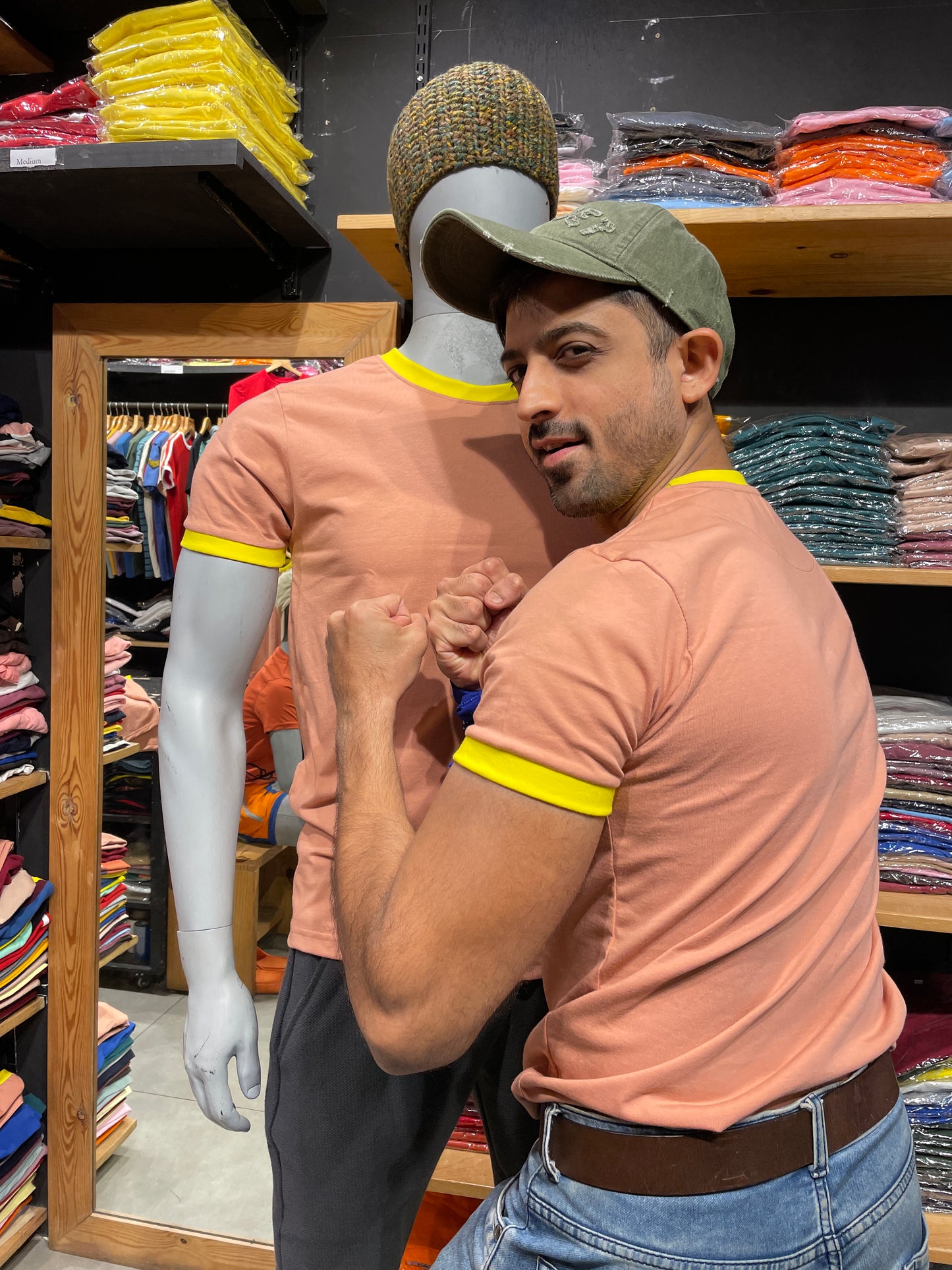 Peach Combination Rib Tshirt