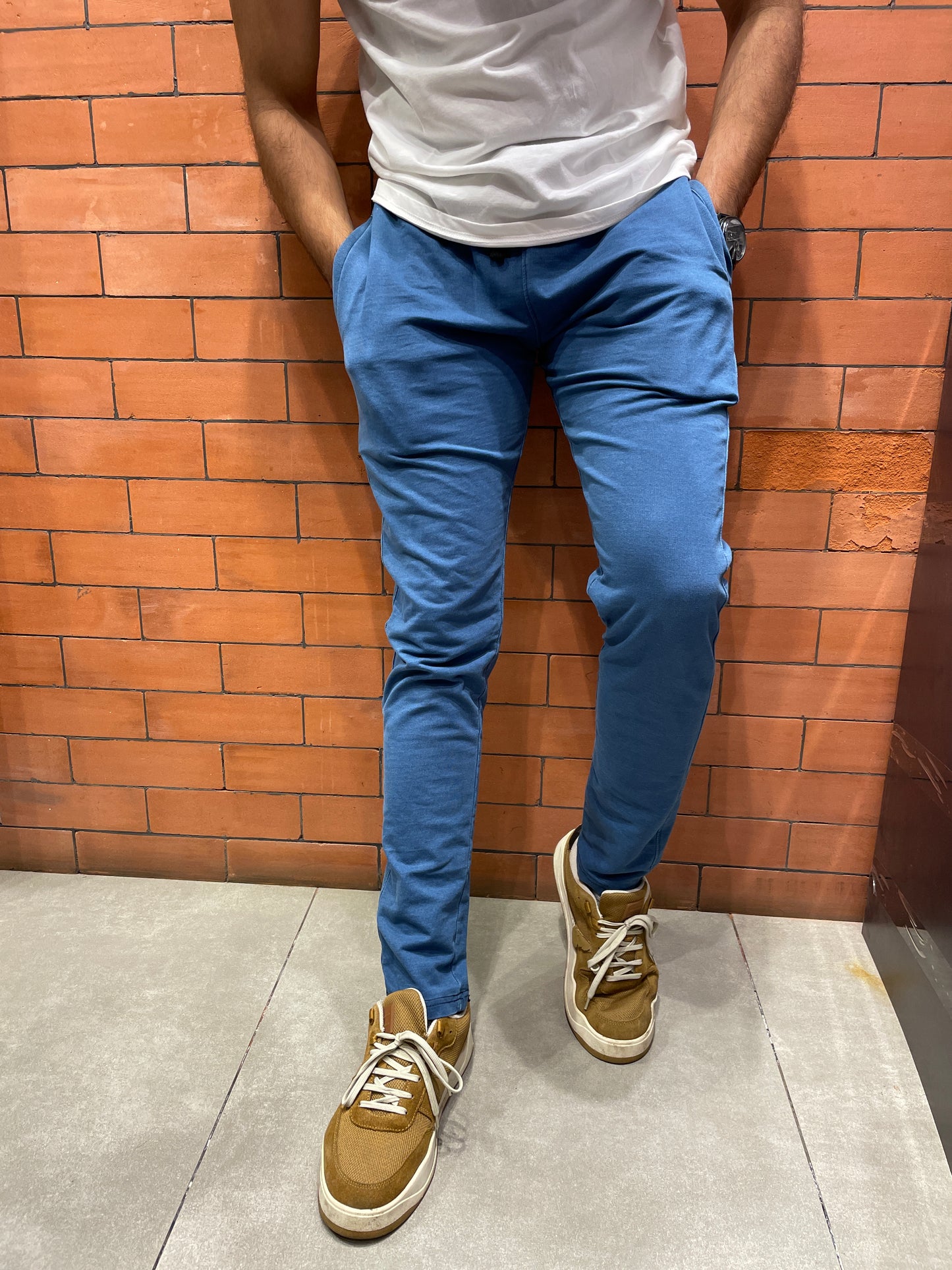 Denim Blue Stretch Track Pant