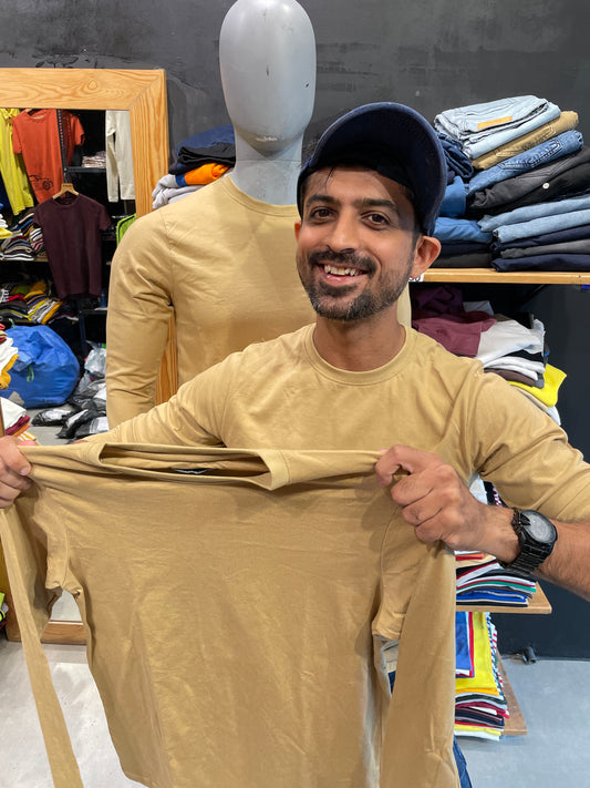 Khaki Basic Full Sleeves Tshirt