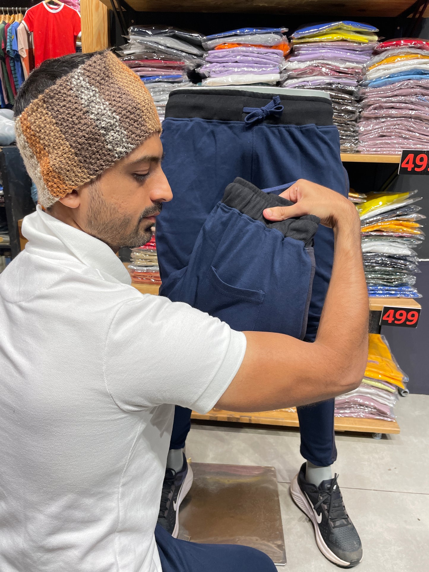 Navy Side Stripe Trackpant